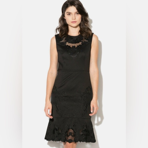 chinese dress ladies Black Black | Sleeveless Lace Applique Midi Dress main image 1